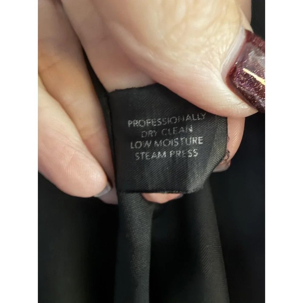 Anne Klein Coat Womens 16 Black Wool Single Breasted Collared Mid Length Lined